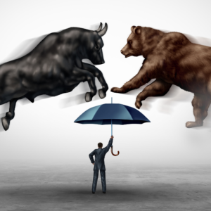 US Market History depicted through an image of a bull and a bear.